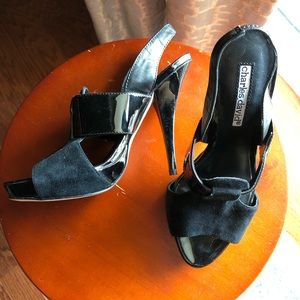 Charles David, black patent leather & suede heels